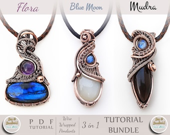 Two Stone Design Tutorial bundle, Wire Wrap Tutorial, Wire Work Tutorial, Wire Wrapping Tutorials, Wire Wrapping for Beginners Tutorials,