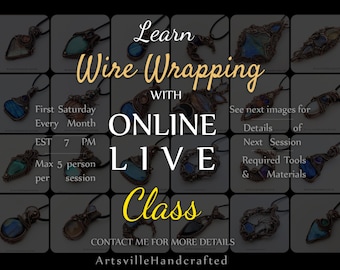 2 Hours Online Live Class for Wire Wrapping : In Person Virtual Workshop with ArtsvilleHandcrafted to Learn Wire Wrap Jewelry Making