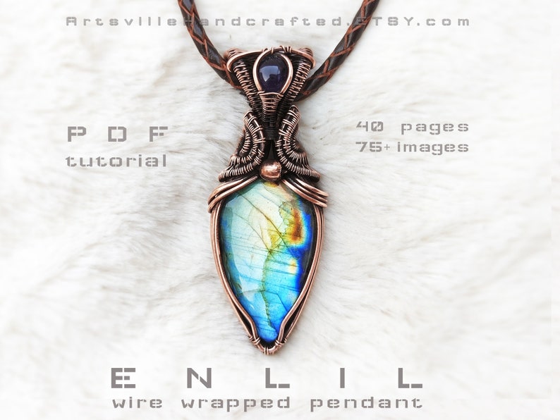 Wire Wrap Tutorial for Enlil Design. Gorgeous Wire Wrap Jewelry Tutorial, teaches you to create this two cabochon pendant. Instant download in PDF format.
