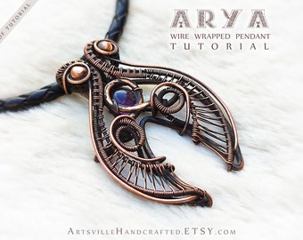 Arya: Wire Wrap Tutorial, Draht Gewickelt Anhänger Lesson, Schmuck Anleitung, Draht Schmuckherstellung für Anfänger, Draht Kunst Verpackung PDF Download