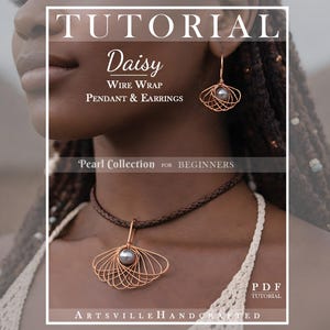 Wire Wrap Daisy-hanger en oorbellen tutorial pdf, gids voor het maken van sieraden voor beginners (directe download)