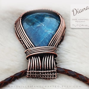 Diana: Wire Wrap Pendant Tutorial, Wire Wrapping tutorial, Wire Jewelry Tutorial, DIY Pendant Instructions, Wire Work Tutorial, PDF Download