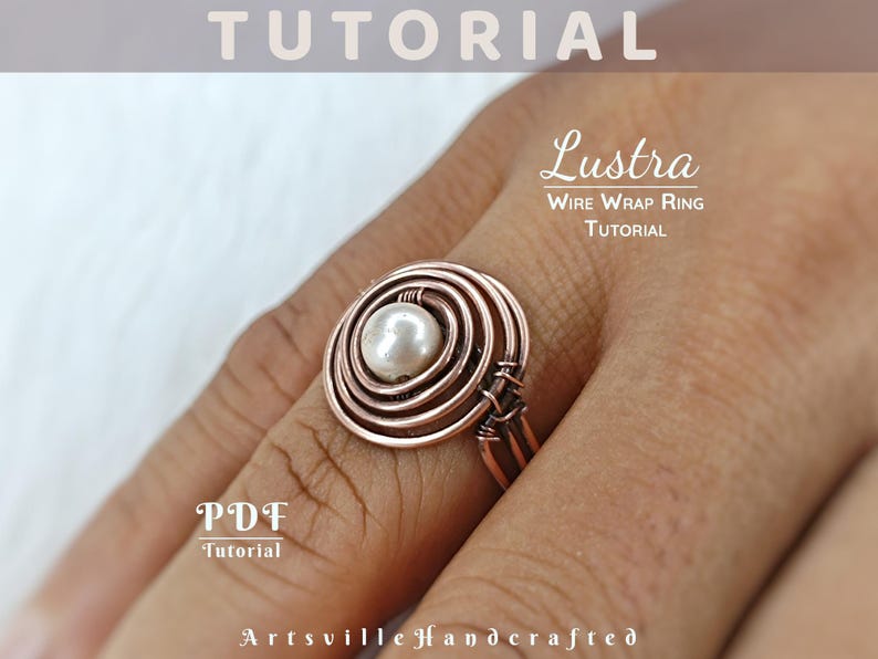 Beginner wire wrapping ring tutorial with bead, perfect DIY gift idea for jewelry lovers.