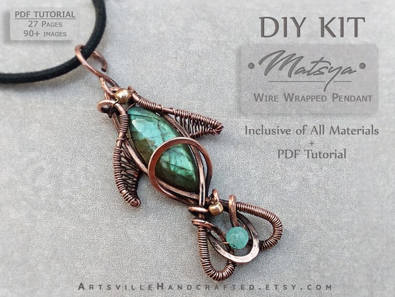 Wire Wrapping Kit, Jewelry Making Kit, Full DIY Kit, Wire Wrap Tutorial,  Craft Kits for Adult, Diy Kits for Adults, Wire Pendant Tutorial 