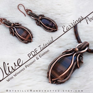Olive: Wire Wrap Jewelry Tutorial PDF | Create Earrings & Pendant Set | Step-by-Step Guide for DIY Wire Wrapping and Handmade Jewelry Making