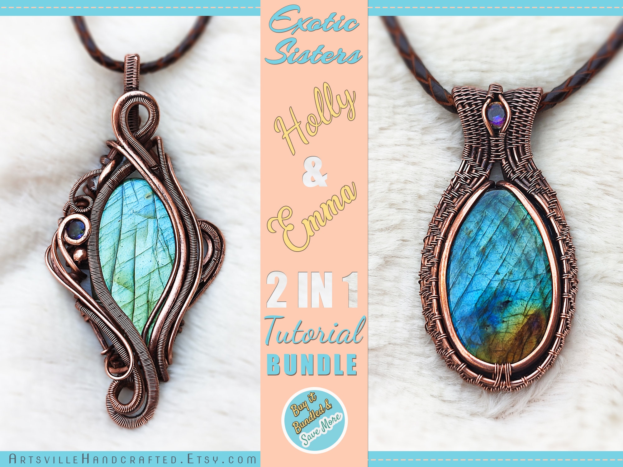 2 in 1 Tutorial Bundle, Wire Wrapped Pendant Tutorials, Wire Wrap ...