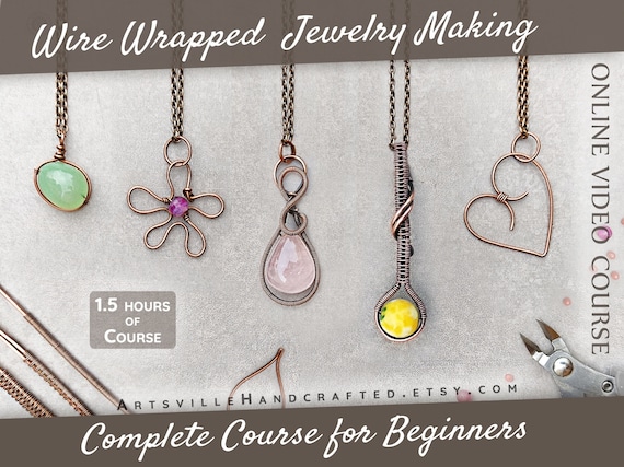 Full DIY Wire Wrapping for Beginners Jewelry Making Course Kit Jewelry Making for Beginners Craft Kits for Adults Etsy
