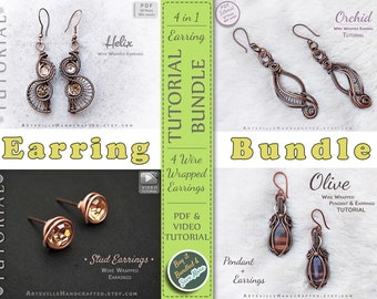 Beginners Earring Tutorials Bundle : Wire Wrap Earrings, Wire Jewelry, DIY Pattern Tutorial, Learn Jewellery Making, DIY Craft, Wire Art PDF