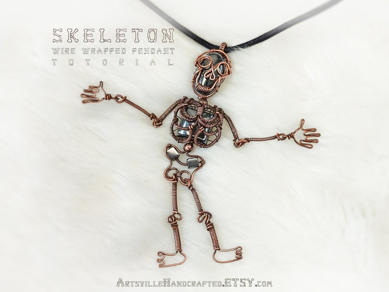 Create a striking wire wrapped skeleton pendant with this in-depth tutorial, offering step-by-step guidance for making unique Halloween-inspired jewelry pieces.