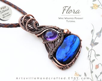 Flora : DIY Wire Wrapped Pendant Tutorial, Wire Jewelry Tutorial, Pendant Patterns Tutorials, Wire Weaving Tutorial, Wire Wrap Tutorial