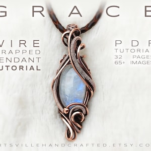 Wire Wrap Pendant Tutorial for this beautiful design with an Oval Cabochon. The Wire Jewelry Tutorial can be downloaded instantly on purchase.