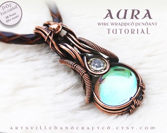 Aura: Wire Wrap Tutorial, Wire Wrapping Jewelry Tutorial, Wire Pendant Tutorial, Crystal Jewelry making, Wire Work Tutorial, Wire Wrapping