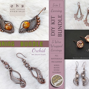 DIY Draht Ohrringe Kit Bundle: 5 Ohrringe Kit enthält Materialien & Tutorials, Bastelkits für Erwachsene, DIY Kits für Erwachsene, DIY Kit für Frauen