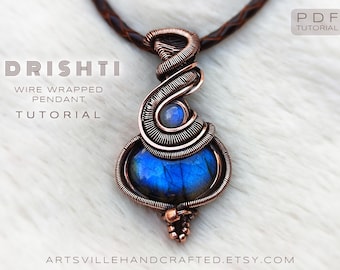 Drishti - Wire Wrap Pendant Tutorial, Wire Wrap Tutorial, DIY Wire Wrapped Pendant, Wire Jewelry Making Tutorial, Wire Wrapping Tutorials