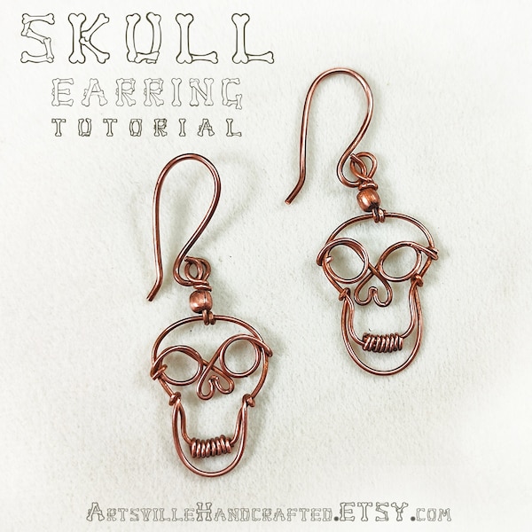 Skull Earrings Tutorial, Halloween DIY Jewelry, Wire Wrap Earrings Tutorial, Halloween Jewelry Tutorial, DIY Skull Earrings Tutorial