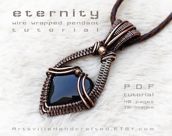Eternity: Heart Stone Wire Wrap Pendant Tutorial, Wire Wrapping Tutorial, Wire Wrap Pattern, Wire Wrapped Pendant Tutorial Jewelry Making