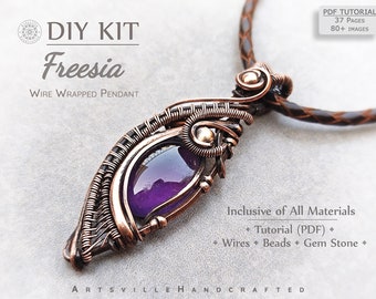 DIY Wire Wrapped Pendant Kit, Crystal Jewelry Making Kit, How to Wire Wrap, Craft Kits for Adults, Wire Wrapping Crystals Kit, DIY Craft Kit