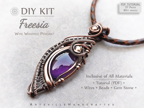 DIY Wire Wrapped Pendant Kit, Crystal Jewelry Making Kit, How to Wire Wrap,  Craft Kits for Adults, Wire Wrapping Crystals Kit, DIY Craft Kit 