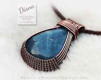 Diana: Wire Wrap Pendant Tutorial, Wire Wrapping tutorial, Wire Jewelry Tutorial, DIY Pendant Instructions, Wire Work Tutorial, PDF Download