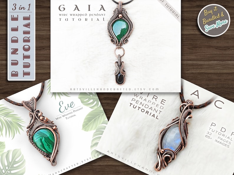 Three designs in one bundle. Wire Wrapping Tutorial Bundle.