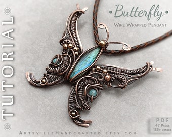 Butterfly Pendant Tutorial, Wire Wrap Pendant Tutorial, Wire Wrapped Jewelry Tutorial, Wire Wrapping Tutorial, Wire Jewelry Making Tutorial