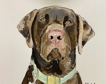 Custom Pet Portraits Dog Watercolor Painting