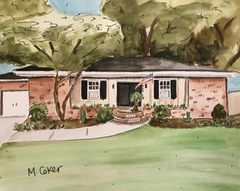 Custom Watercolor House Portrait