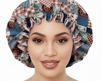 Reversible Ruffle Satin Sleep Bonnet, Silky Hair Protection