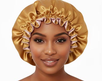 Reversible Satin Bonnet | 2 in 1 | Double-Laye | ADJUSTABLE Natural Hair, Braids, Locs,