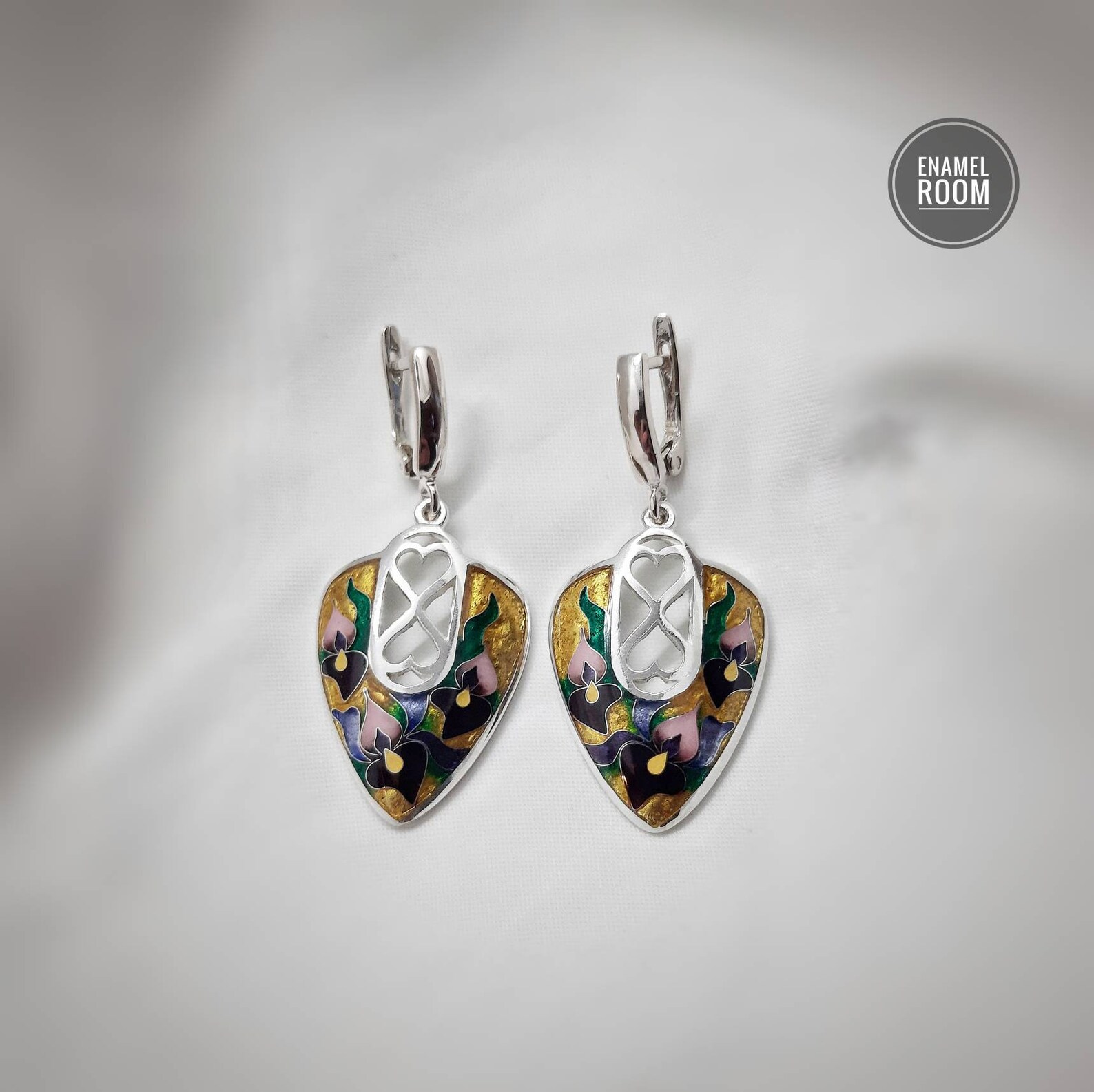 Iris Flower Jewelry Sets.cloisonne Enamel Jewelry. 925 Etsy