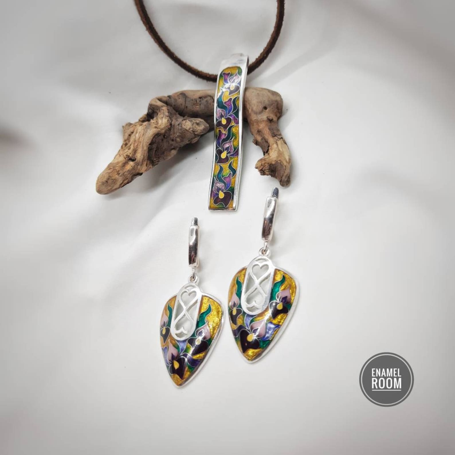 Iris Flower Jewelry Sets.cloisonne Enamel Jewelry. 925 Etsy