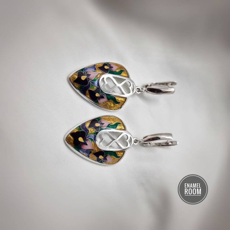 Iris Flower Jewelry Sets.cloisonne Enamel Jewelry. 925 Etsy