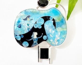 Girl and Horse Brooch/Pendant | Sterling Silver Cloisonne Enamel Jewelry - Perfect Friendship Gift
