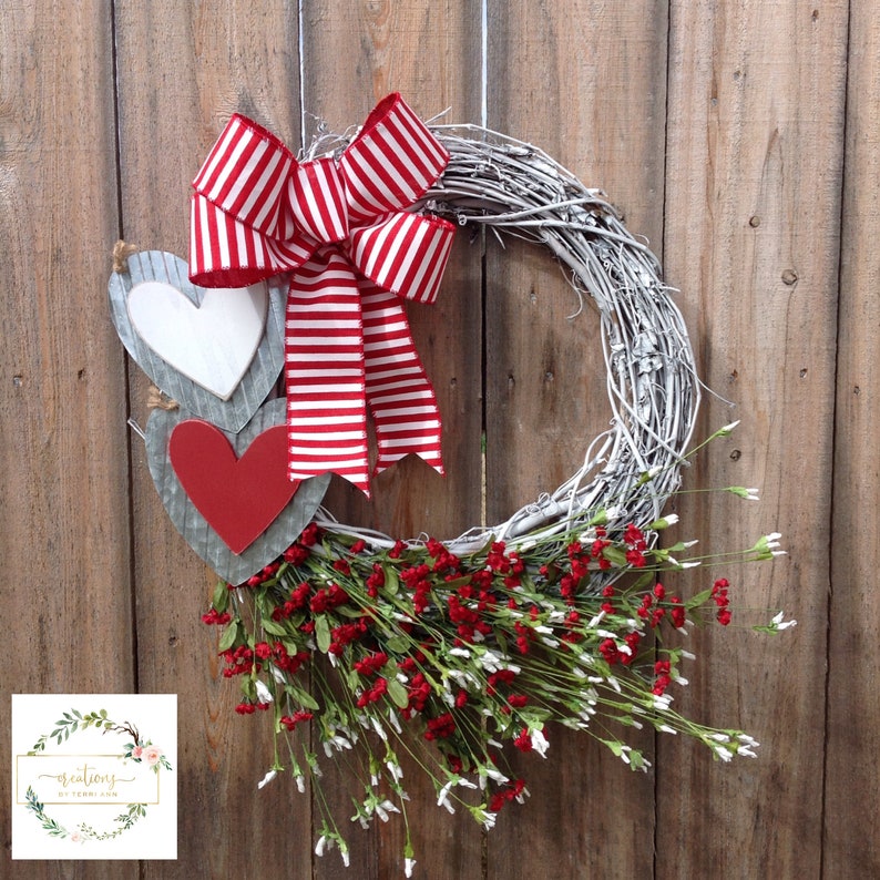 Valentine Wreath Heart Wreath Front Door Wreath Grapevine Wreath Door Wreath Round Wreath Wreath For The Door Mothers Day Gift