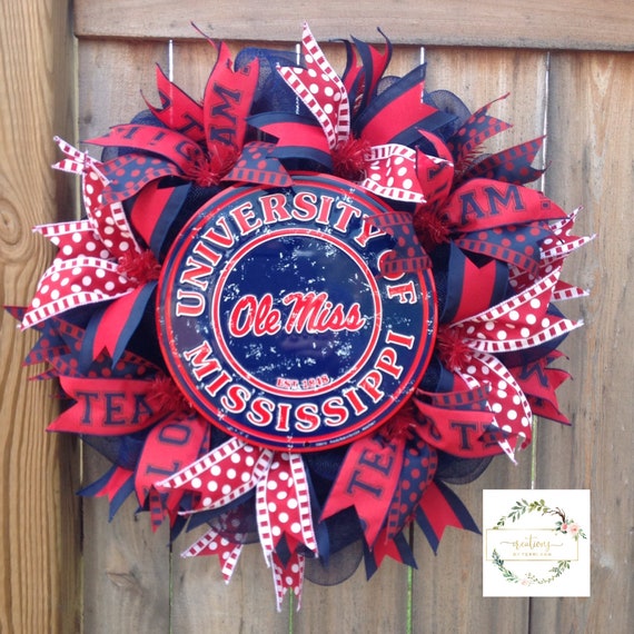 Ole Miss Rebels Wreath Ole Miss Decor University Of Etsy