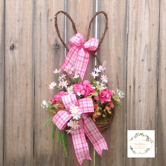 Grapevine Easter Bunny Basket Wreath Easter Wreath Easter Etsy