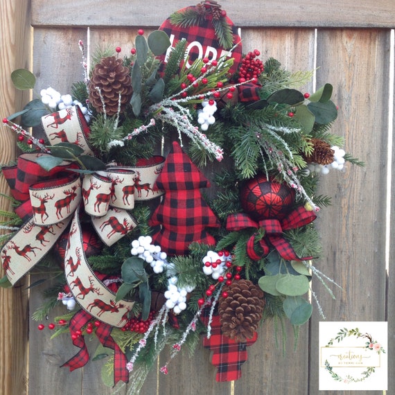 SALE Buffalo Plaid Christmas Wreath Winter Wreath | Etsy