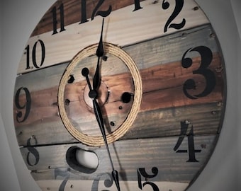 Best Gift for Dads Birthday Fathers Day Gift Vintage Gear Wall Clock 11 inches Round 3D Bamboo Non-Ticking Roman Gear Clock Rustic Style Wall Decoration Clock Battery Operated