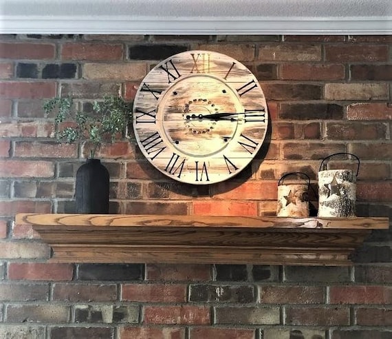 Farmhouse Wood Spool Wall Clock - 20" to 36 IN Round Wooden Clock - Personalized Unique Gift - Industrial Rustic Statement Piece- Custom Art