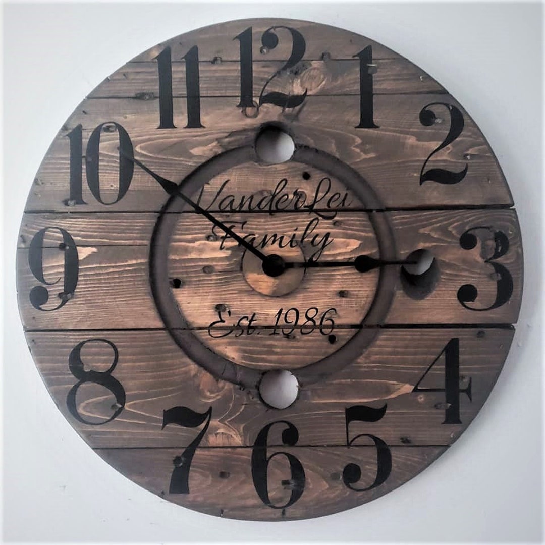 Rustic Farmhouse Spool Wall Clock – 20