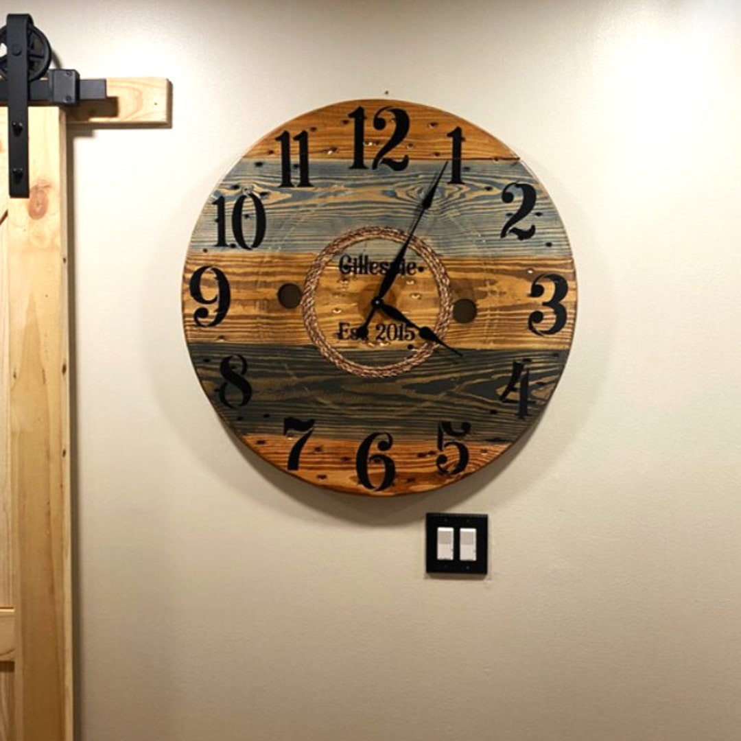 Farmhouse Wood Spool Wall Clock - 20