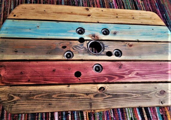 Farmhouse Wood Spool Rectangle Table - 36" to 48 IN - Hairpin & Pipe Legs - Statement Piece Gift - Coffee Dining Pub Outdoor Wooden Table