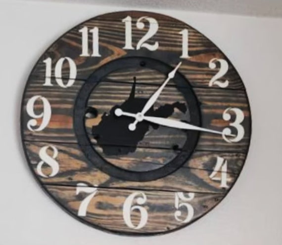 Farmhouse Wood Spool Wall Clock - 20" to 36 IN Round Wooden Clock - Personalized Unique Gift - Industrial Rustic Statement Piece- Custom Art