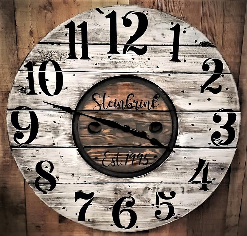 Rustic Farmhouse Spool Wall Clock – 20