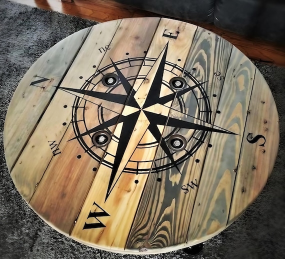 Farmhouse Wood Spool Table - 20" to 36 IN - Hairpin & Pipe Legs - Statement Piece Gift - Round Coffee Side Dining Pub Outdoor Wooden Table