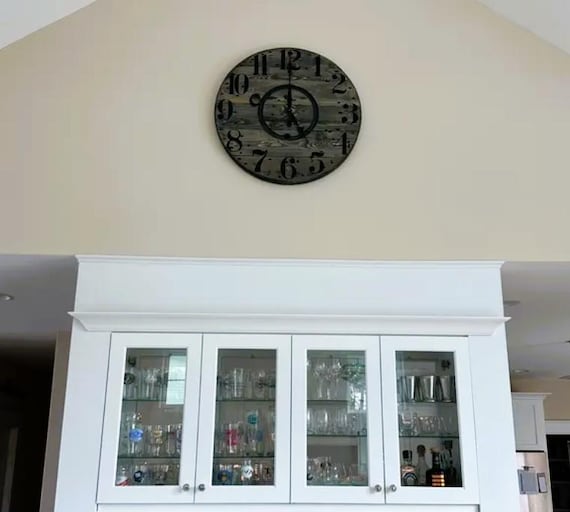 Farmhouse Wood Spool Wall Clock - 20" to 36 IN Round Wooden Clock - Personalized Unique Gift - Industrial Rustic Statement Piece- Custom Art