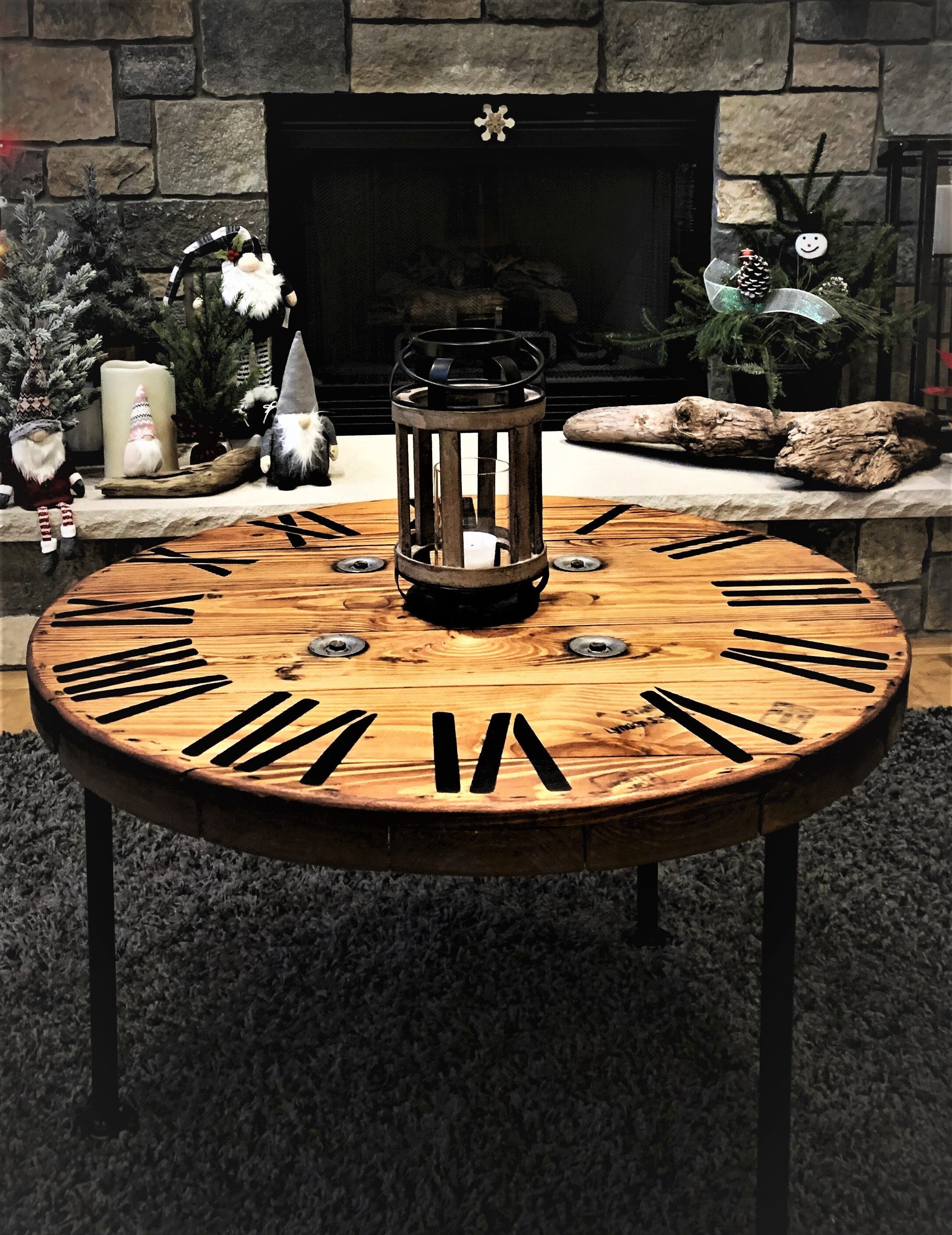 Farmhouse Wood Spool Table - 20 to 36 IN - Hairpin & Pipe Legs