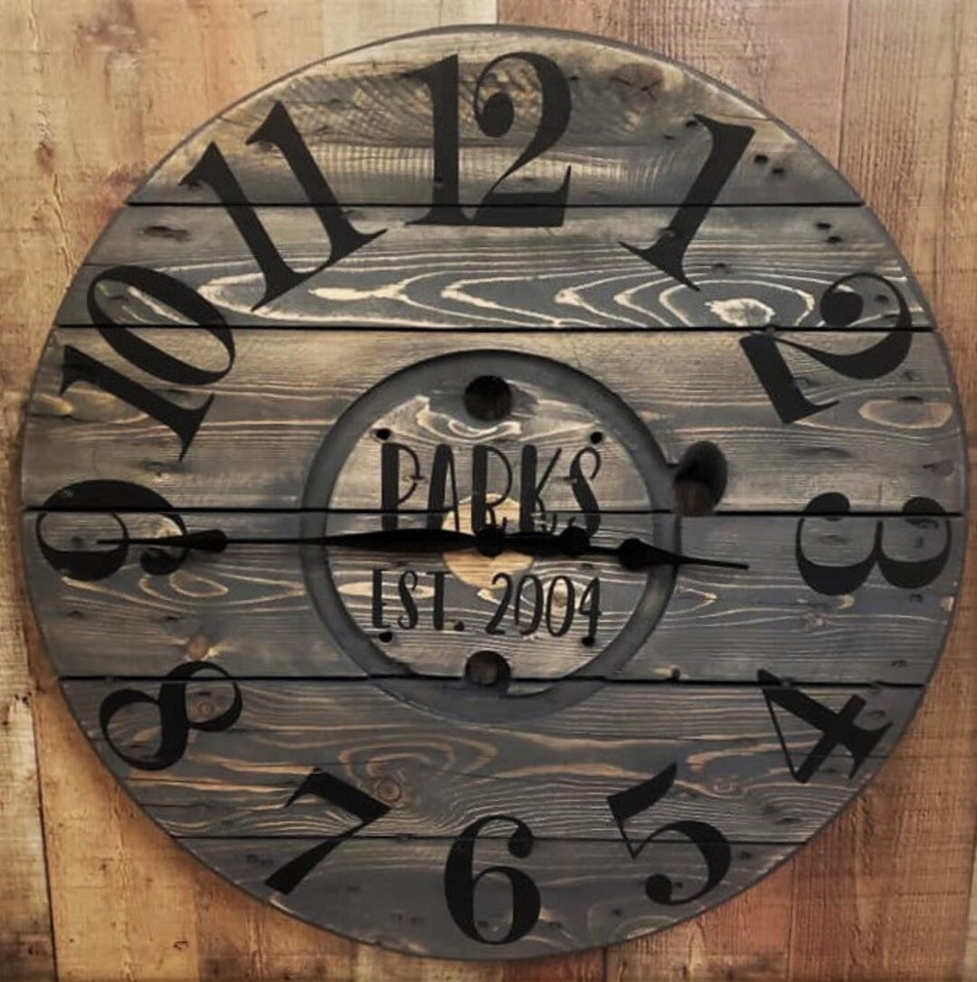 Rustic Farmhouse Spool Wall Clock – 20