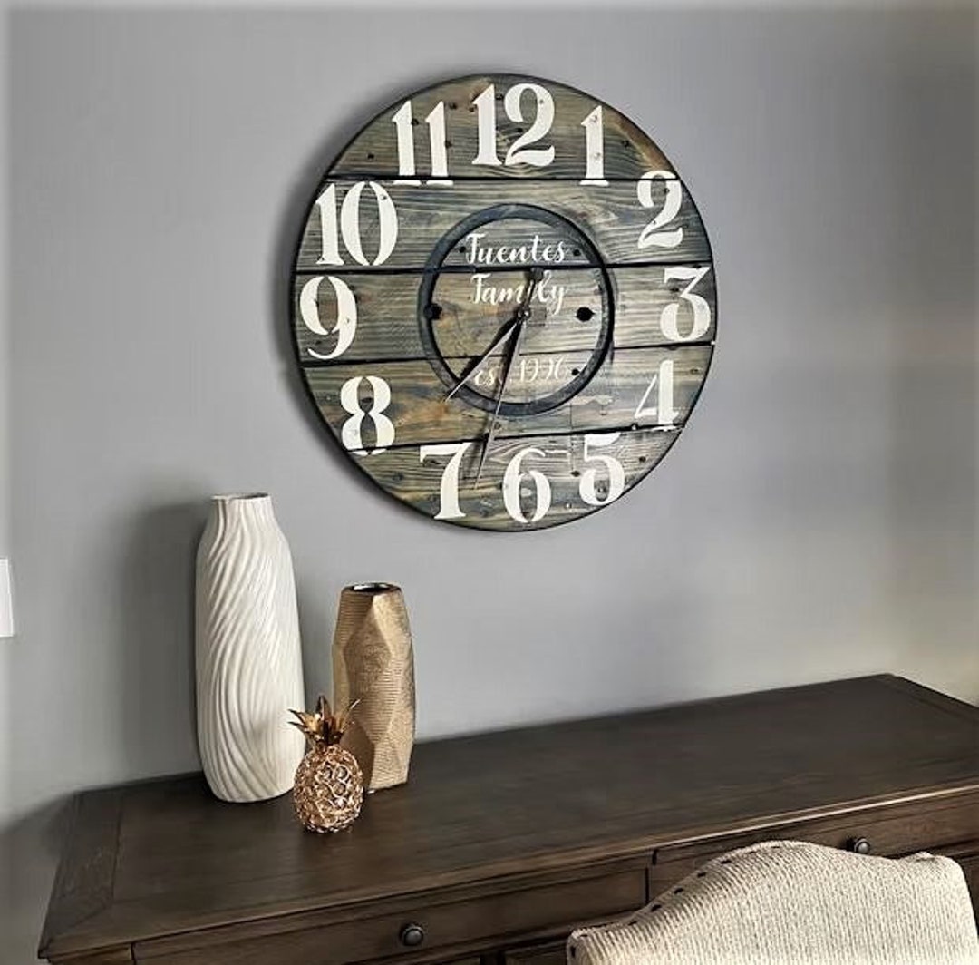 Rustic Farmhouse Spool Wall Clock – 20
