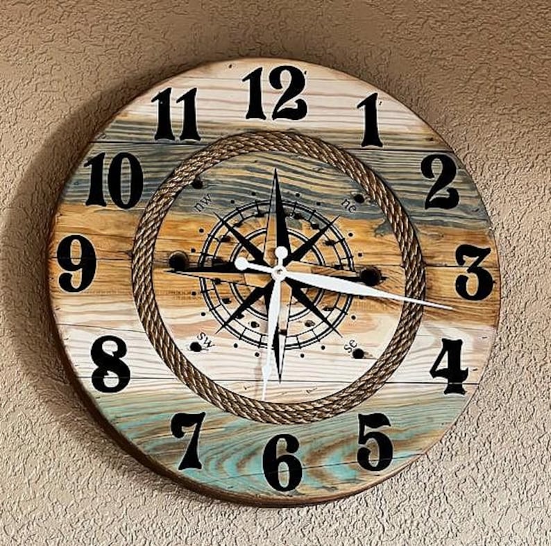 Rustic Farmhouse Spool Wall Clock – 20